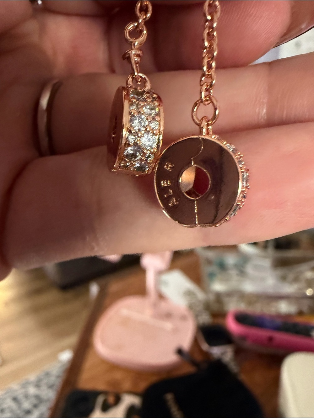 Pandora Rose Gold Safety Chain with Clear Crystal Pavé #786322CZ - Picture 2 of 3